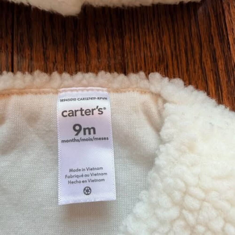 Carter's Teddy Bear Sherpa Vest Hat Set 9M Neutral Baby Outfit - Picture 8 of 9